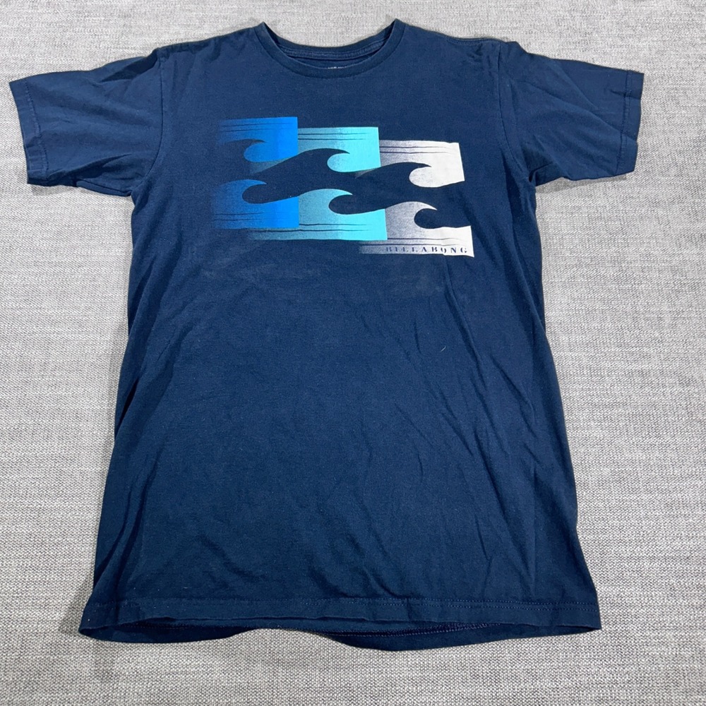 Billabong Graphic T-Shirt Mens Small Navy Blue Excellent Organic Cotton Wave